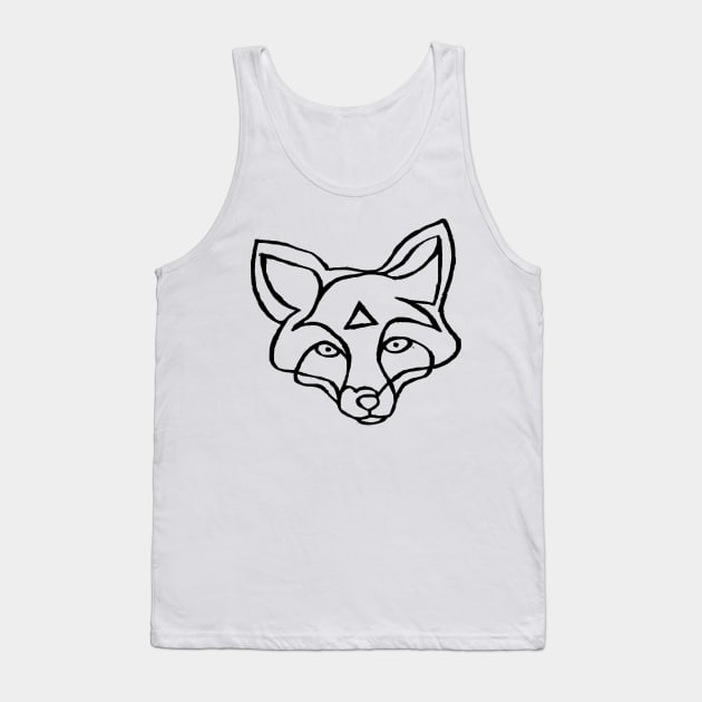 Fox Face Line Drawing for Fox Lover Tank Top by badlydrawnbabe